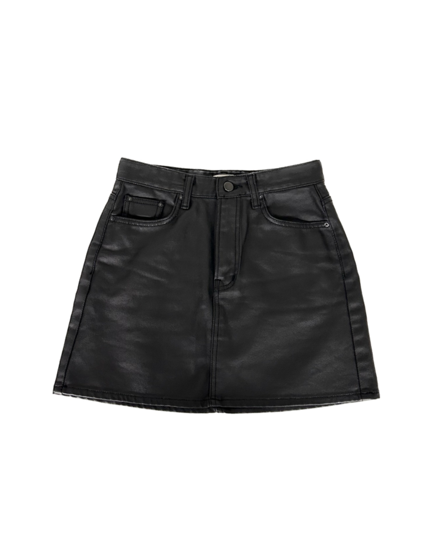 coating leather mini skirt