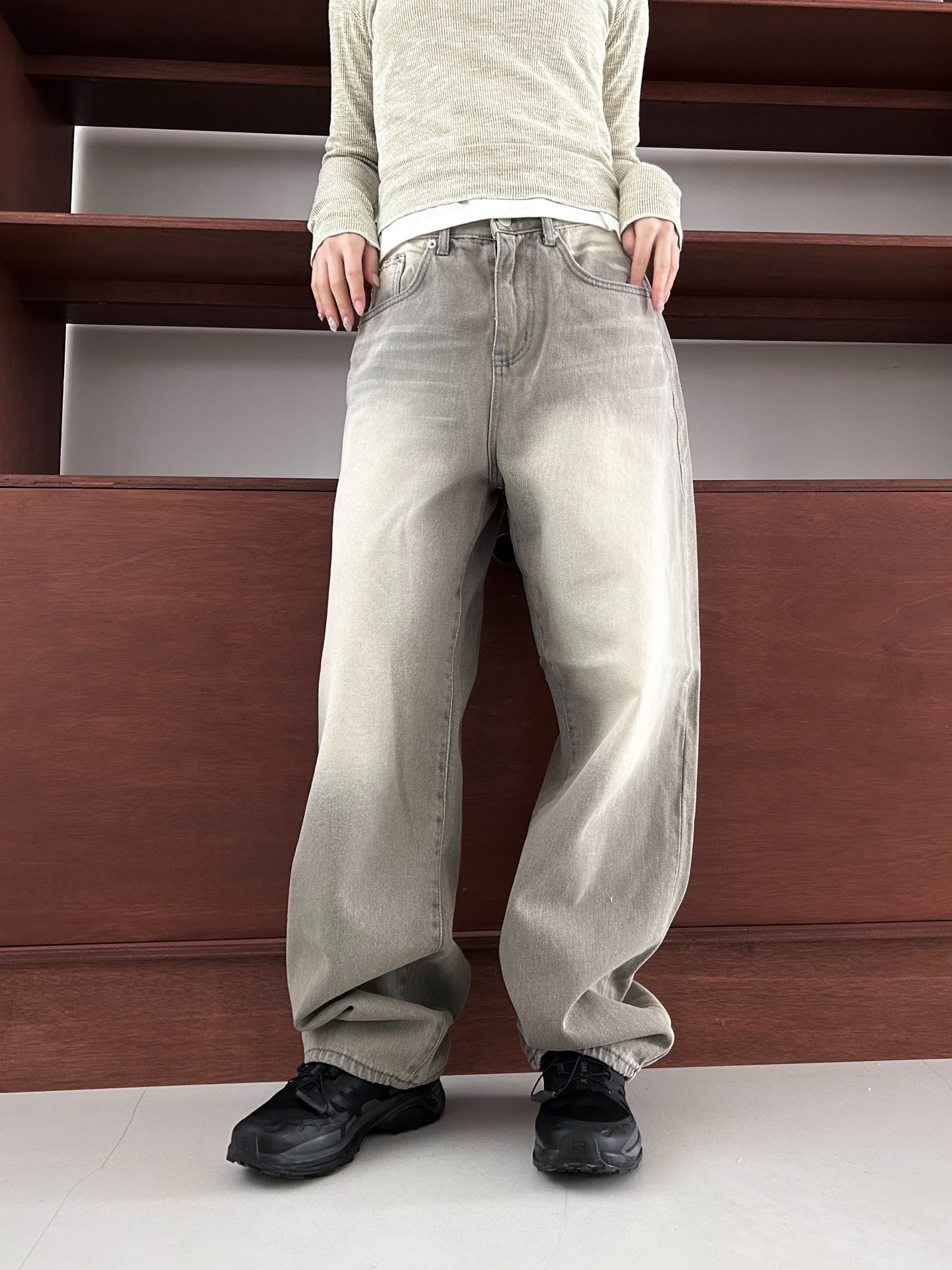 light gray denim pants