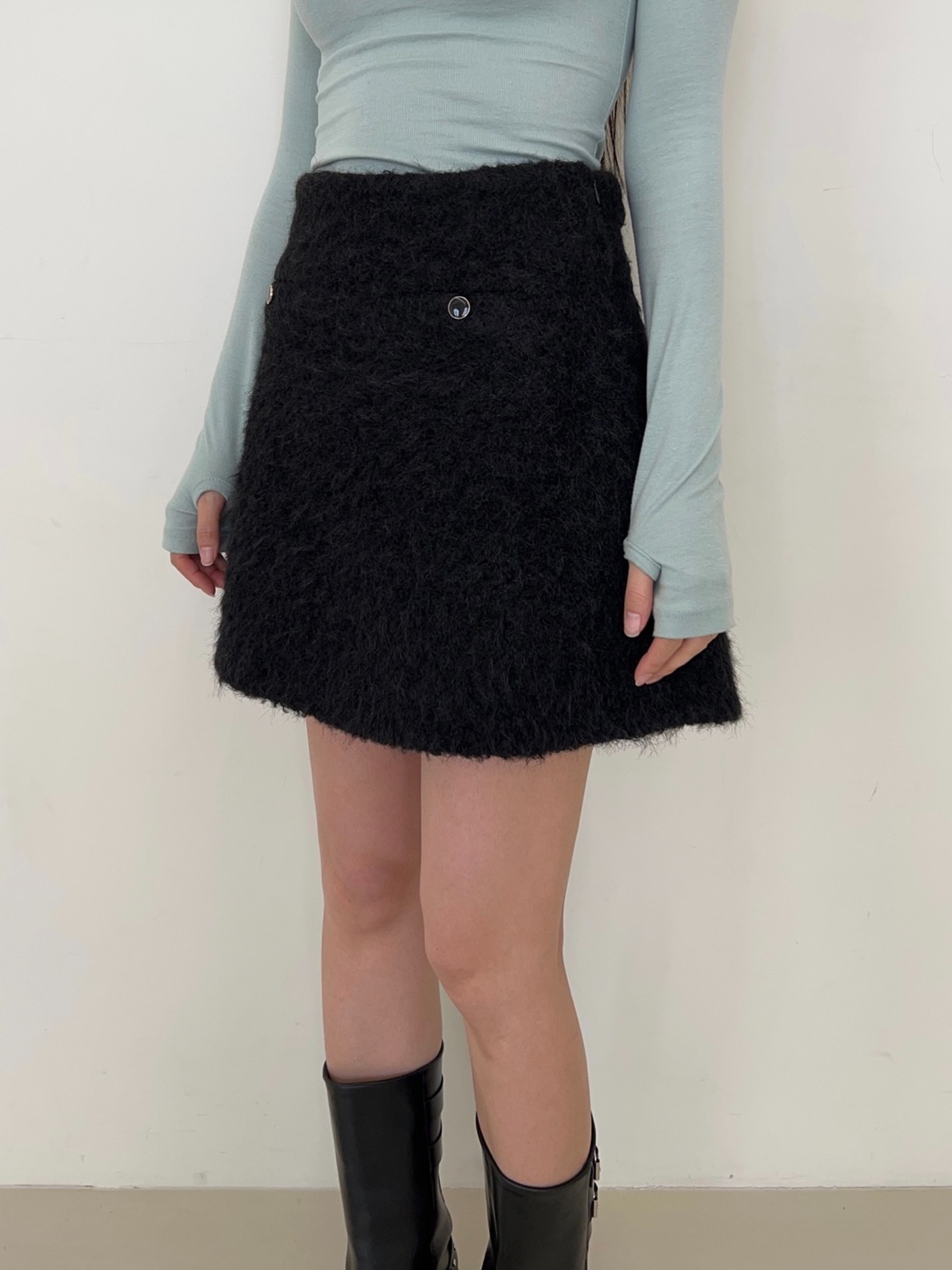 brush fur mini skirt (2color)