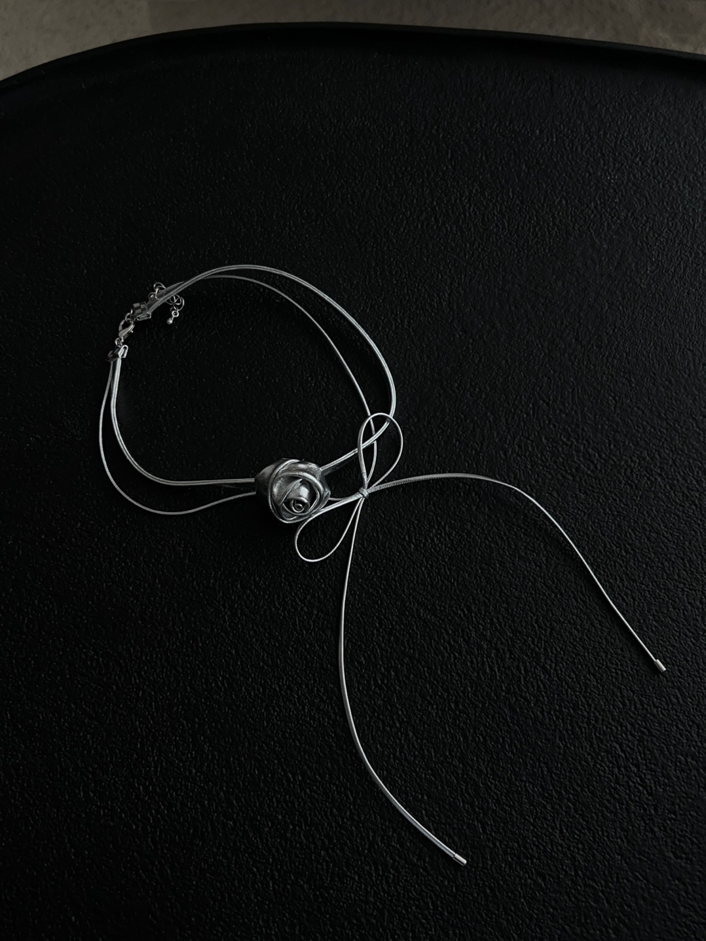 rose ribbon choker necklace (3color)