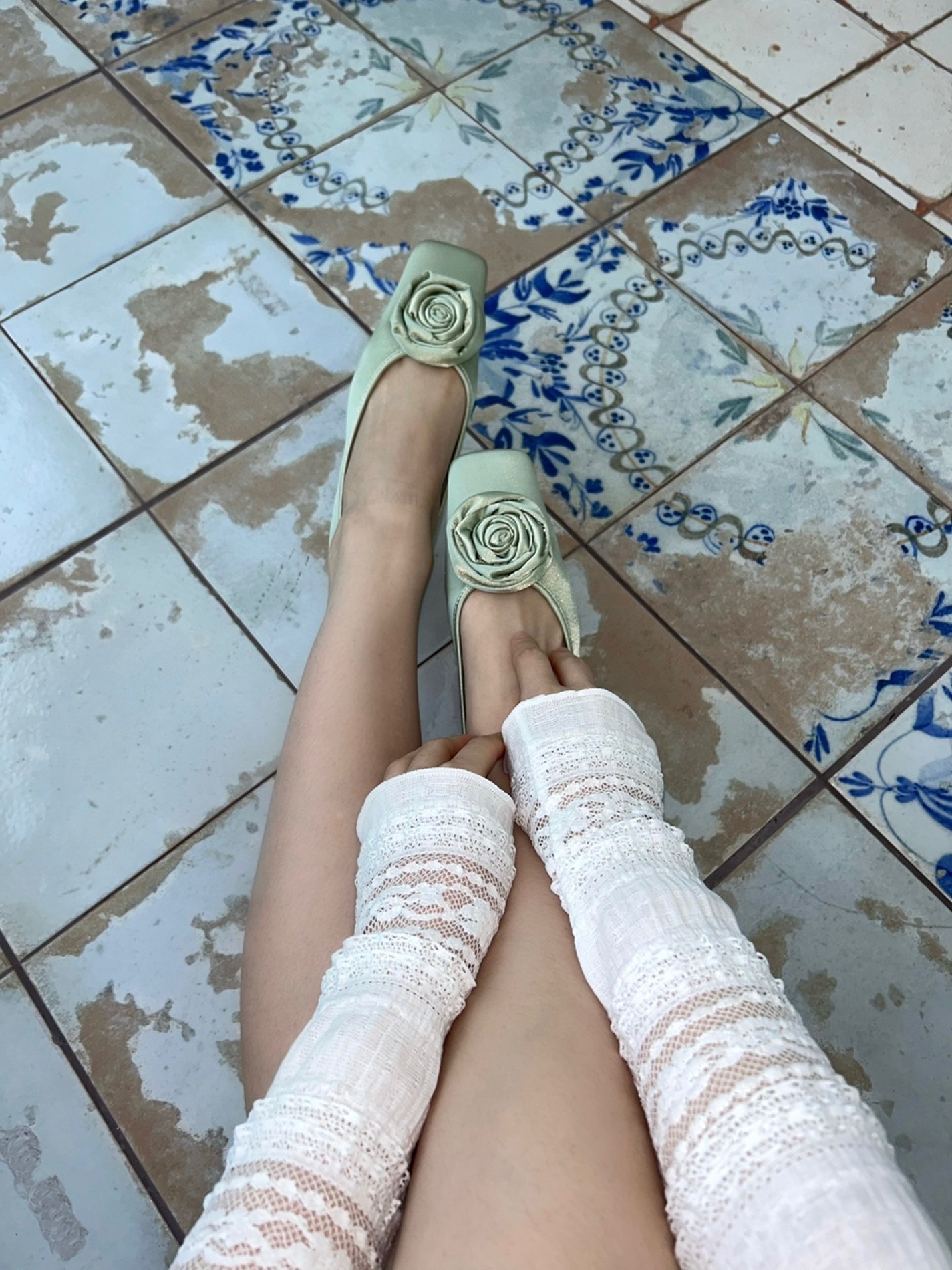 satin corsage flat shoes (3color)