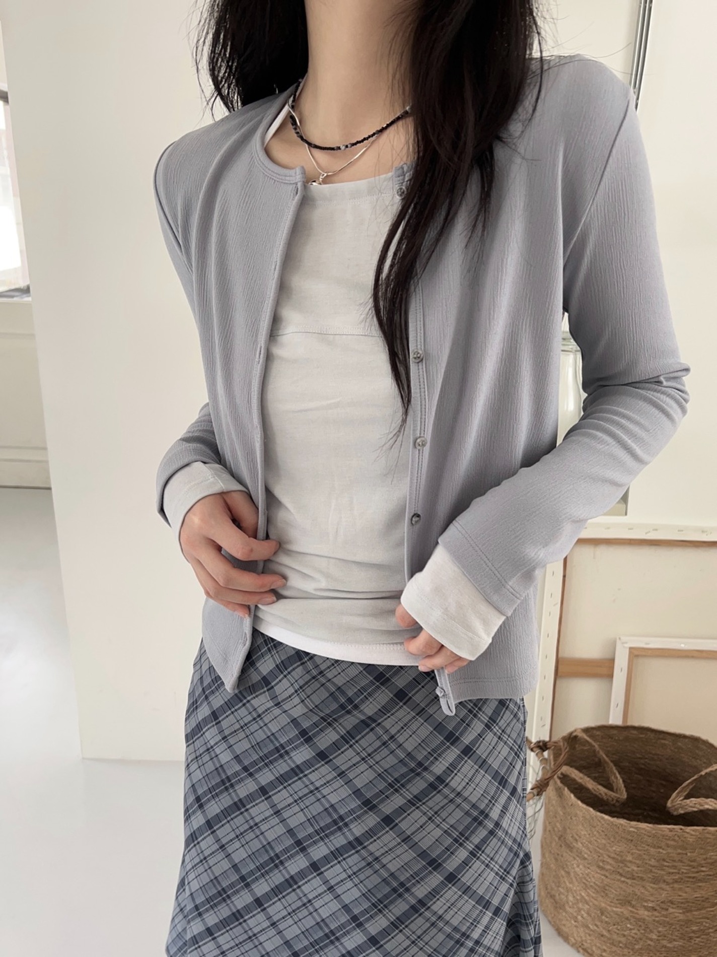 summer button  cardigan (2color)