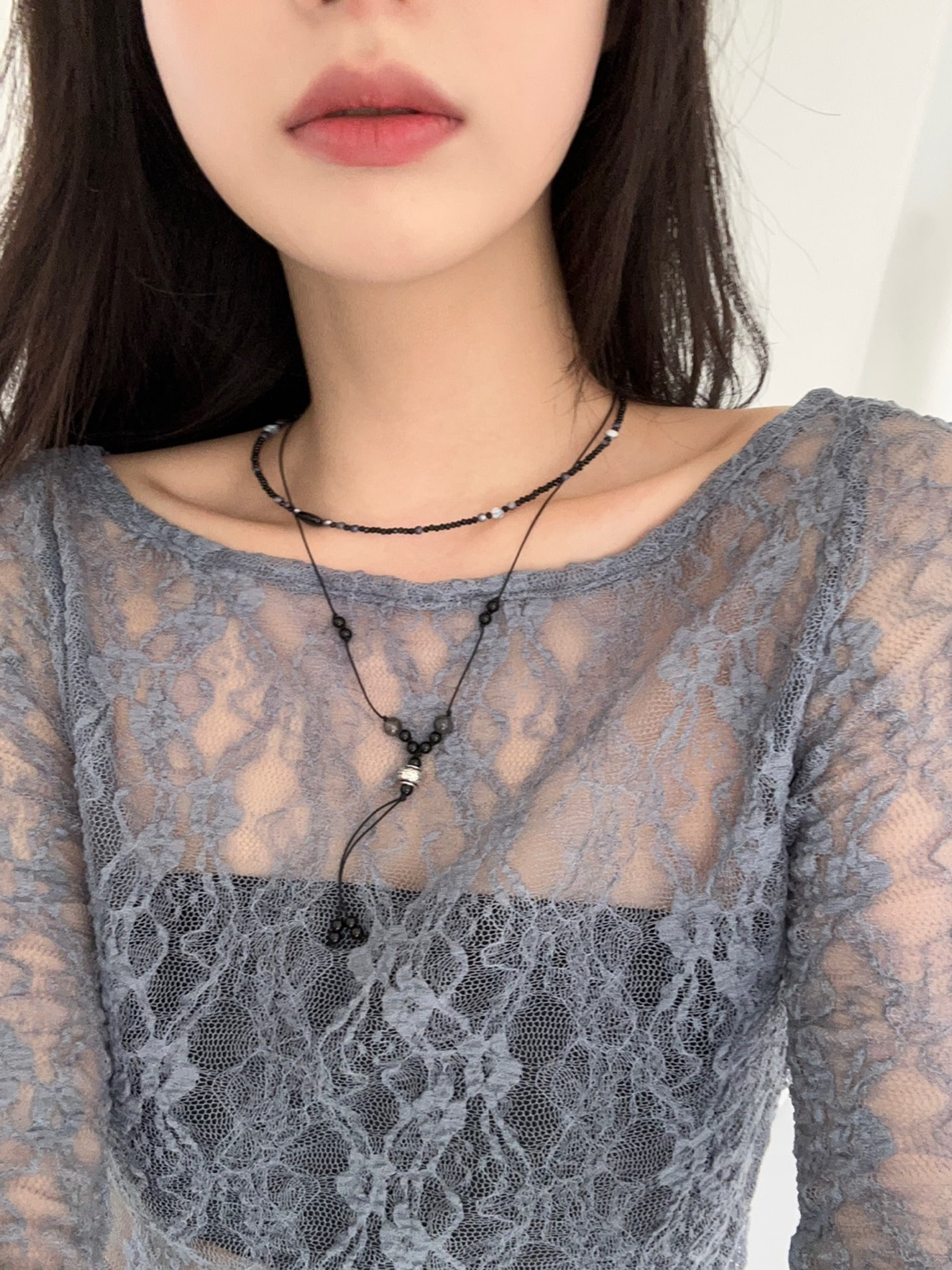 black long vintage necklace