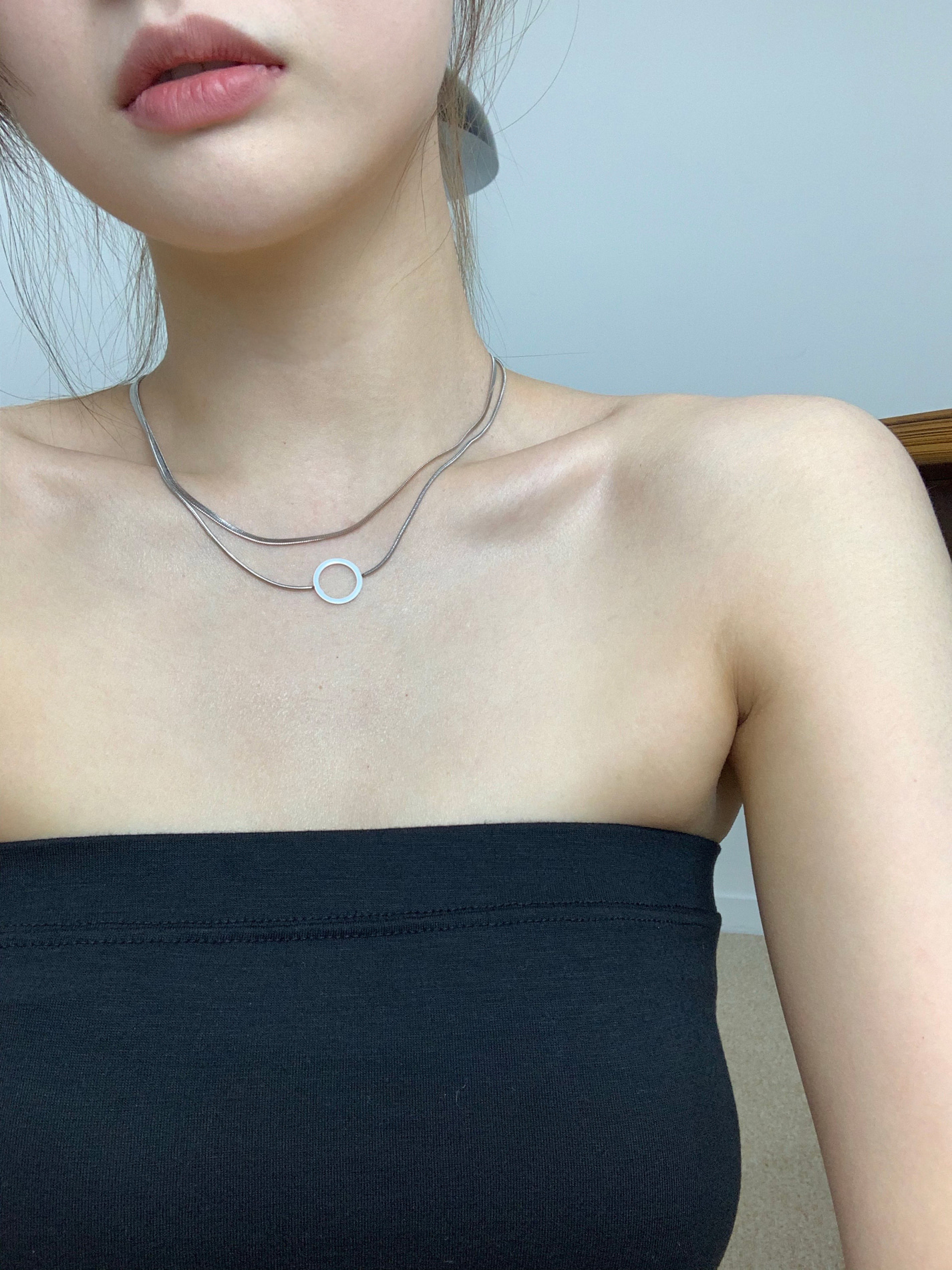 {Recommend!} circle ring layered necklace (2color)
